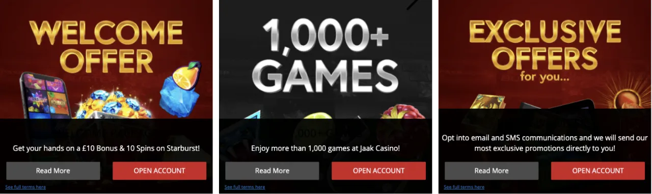 Jaak Casino promotions
